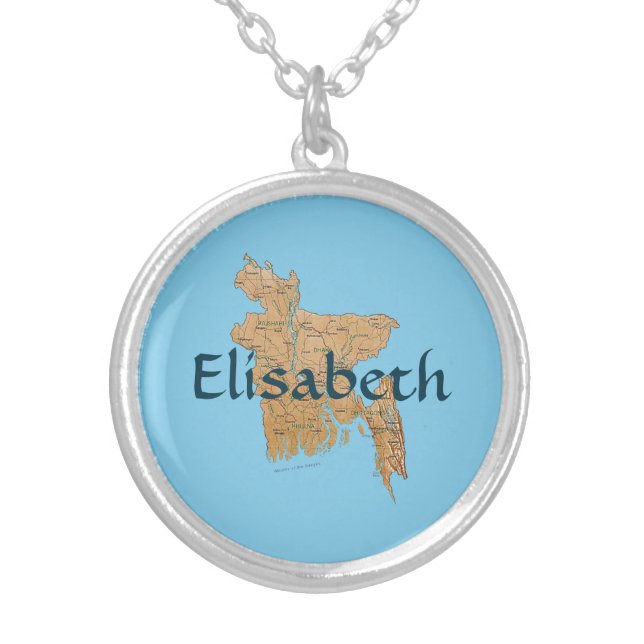 Bangladesh Map + Name Necklace (Front)