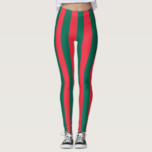 Bangladesh National Flag Colors Vertical Striped Leggings