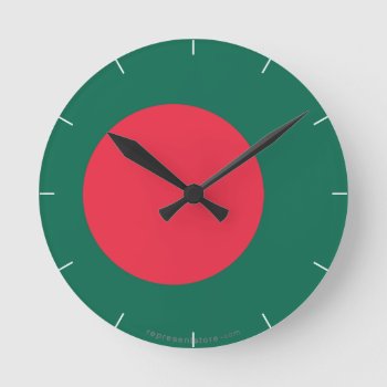Bangladesh Plain Flag Round Clock by representshop at Zazzle