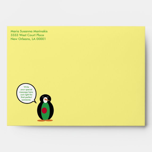 Bangladesh Talking Ms Penguin Personalized  Envelope (Front)