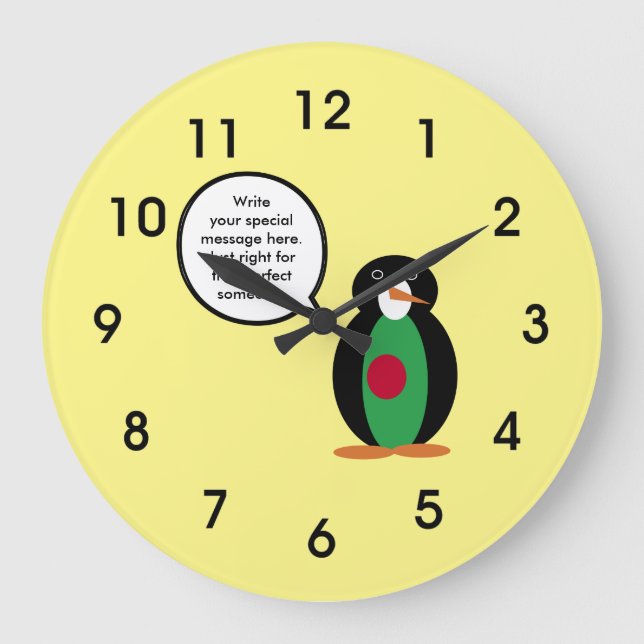 Bangladesh Talking Ms Penguin Personalized  Large Clock (Front)