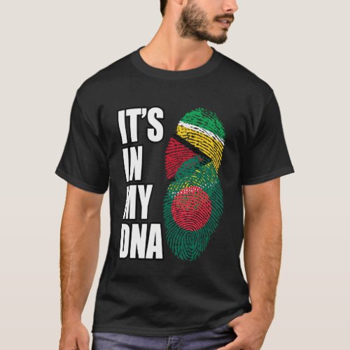 Bangladeshi And Guyanese Mix DNA Flag Heritage T_Shirt