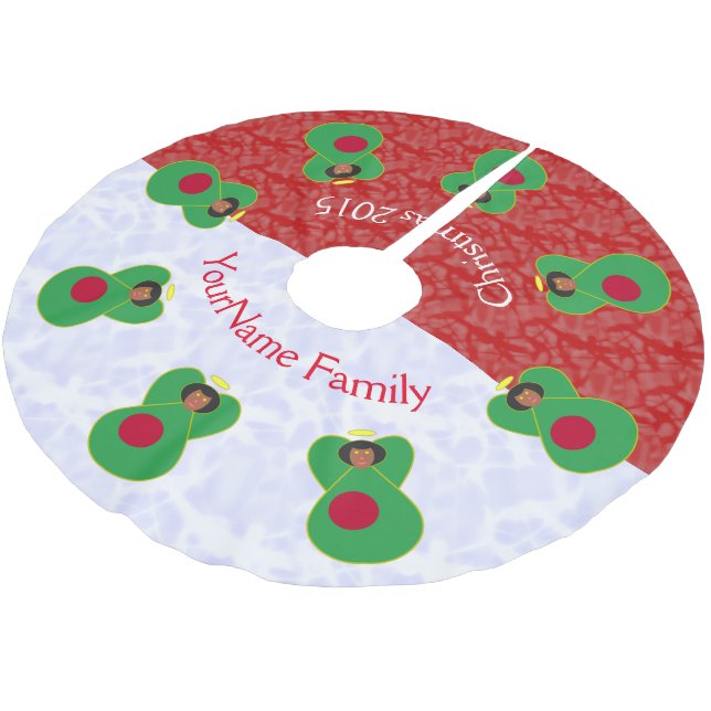 Bangladeshi Angel Black Hair Dressed in Flag Brushed Polyester Tree Skirt (Angled)