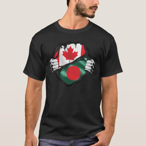 Bangladeshi Canadian Hands Ripped Roots Flag T_Shirt