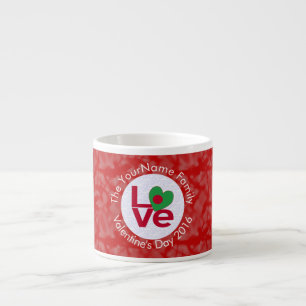 Bangladeshi Flag Heart LOVE Red Personalized Text Espresso Cup