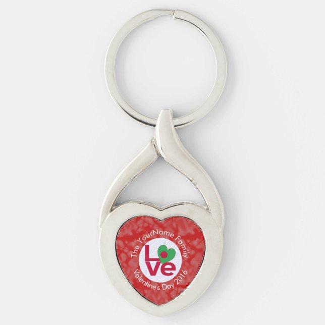 Bangladeshi Flag Heart LOVE Red Personalized Text  Keychain (Front)