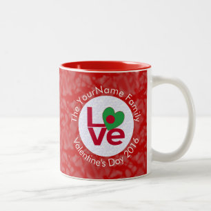 Bangladeshi Flag Heart LOVE Red Personalized Text Two-Tone Coffee Mug
