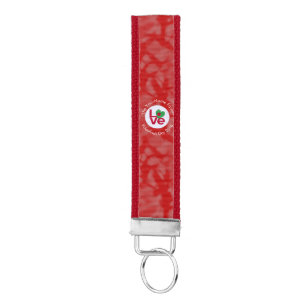 Bangladeshi Flag Heart Red LOVE Wrist Keychain