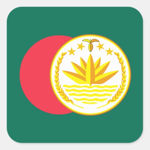Bangladeshi Flag  National Emblem Bangladesh Square Sticker
