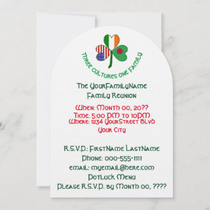 Bangladeshi Irish USA Shamrock Family Reunion Invitation