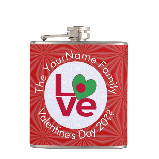 Bangladeshi Red LOVE Flag Personalized  Flask (Front)