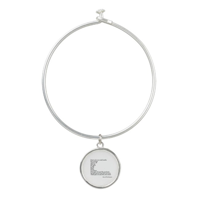 Bangle Bracelet Round Charm, denzel washignton  (Front)