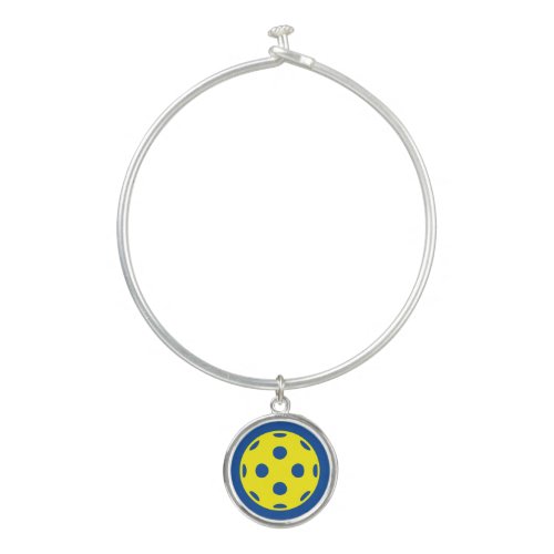 Bangle Bracelet with yellow pickleball logo charm