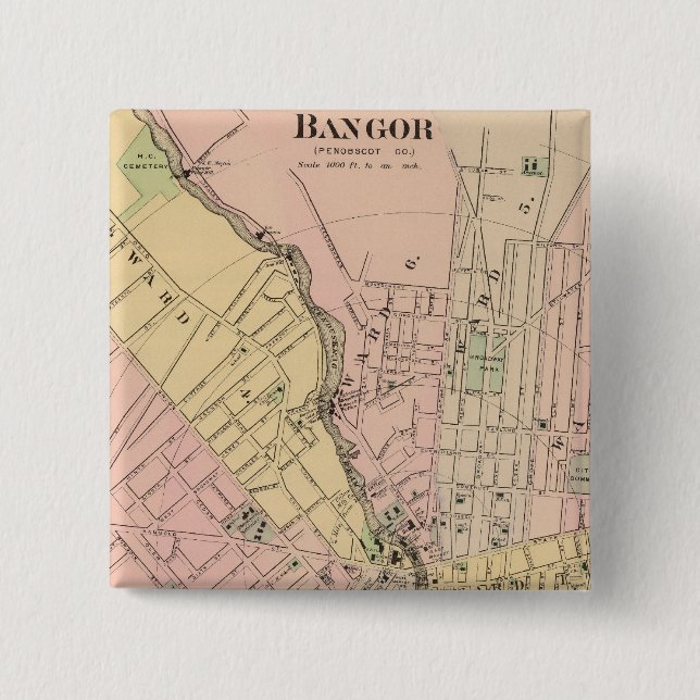 Bangor, Brewer, Maine Pinback Button (Front)