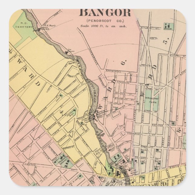 Bangor, Brewer Square Sticker (Front)