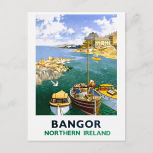 Bangor Ireland Vintage Travel Poster Restored Postcard