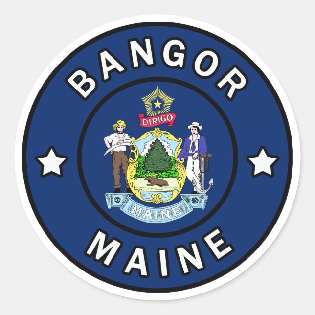 Bangor Maine Classic Round Sticker (Front)