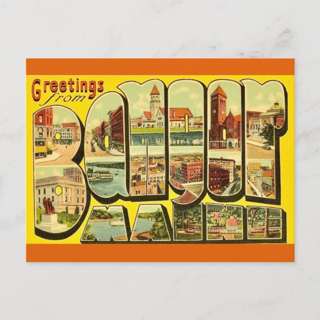 Bangor Maine Greetings Postcard (Front)