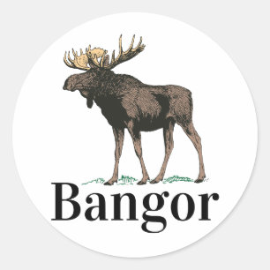 Bangor Maine Moose Classic Round Sticker