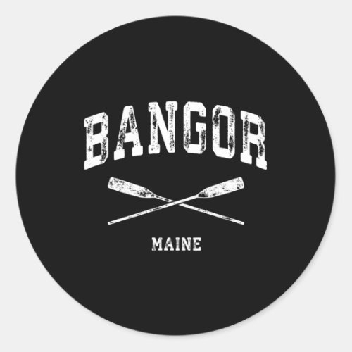 Bangor Maine Nautical Crossed Oars Classic Round Sticker