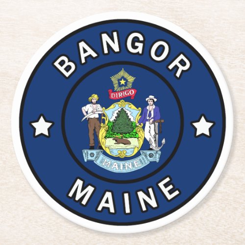 Bangor Maine Round Paper Coaster
