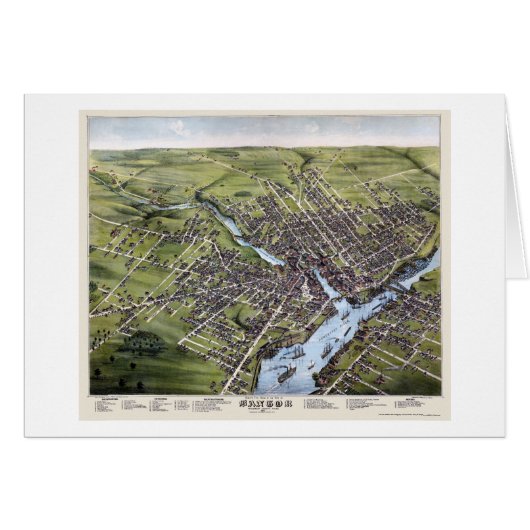 Bangor, ME Panoramic Map - 1875 Cards (Front Horizontal)