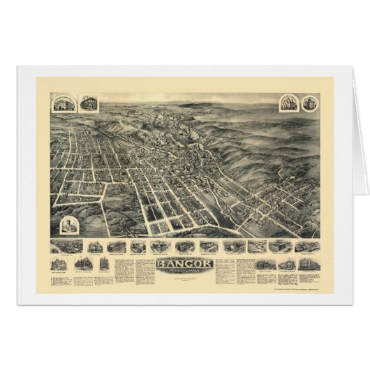 Bangor, PA Panoramic Map - 1918 Cards (Front Horizontal)