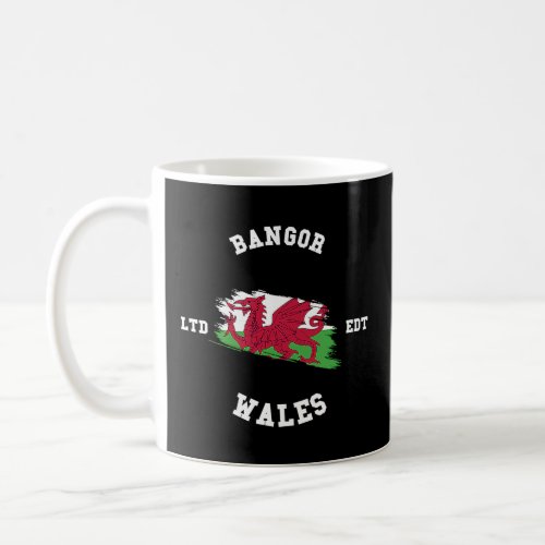 BANGOR Wales Vintage Flag Badge  Coffee Mug