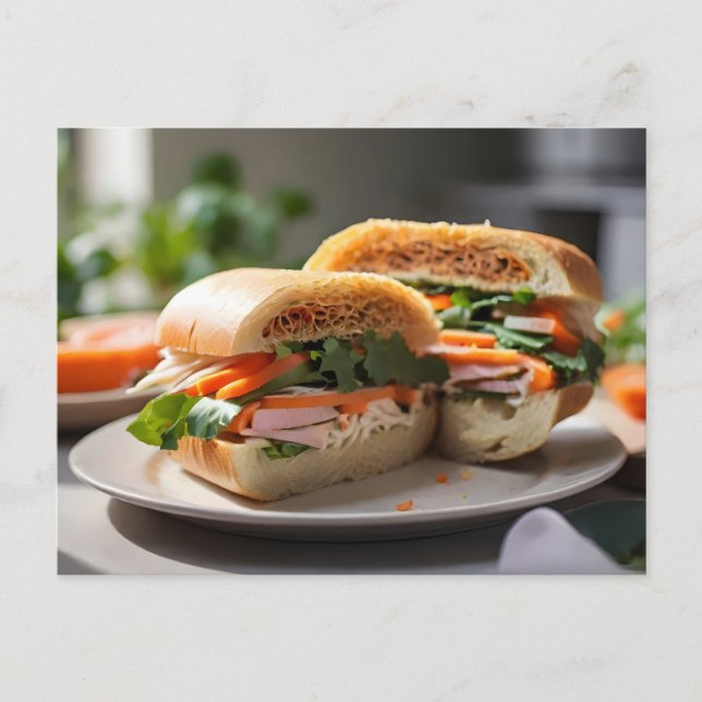 Banh Mi sandwich on a plate Postcard (Front)