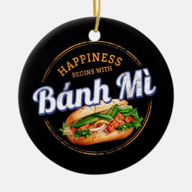 Banh Mi Street Food Baguette Vintage Vietnam Retro Ceramic Ornament (Front)