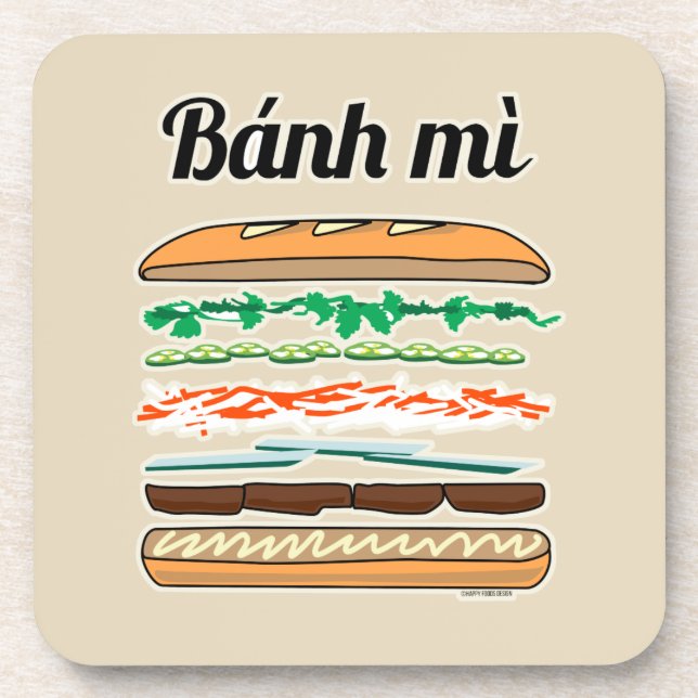 Banh Mi Vietnamese sandwich French bread baguette Beverage Coaster (Front)