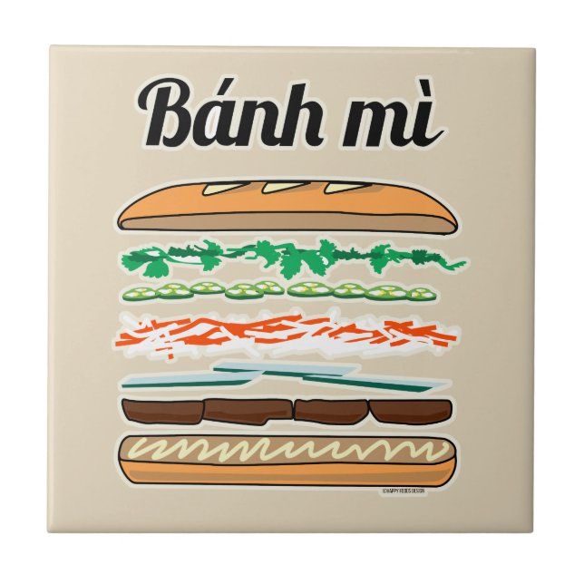 Banh Mi Vietnamese sandwich French bread baguette Ceramic Tile (Front)