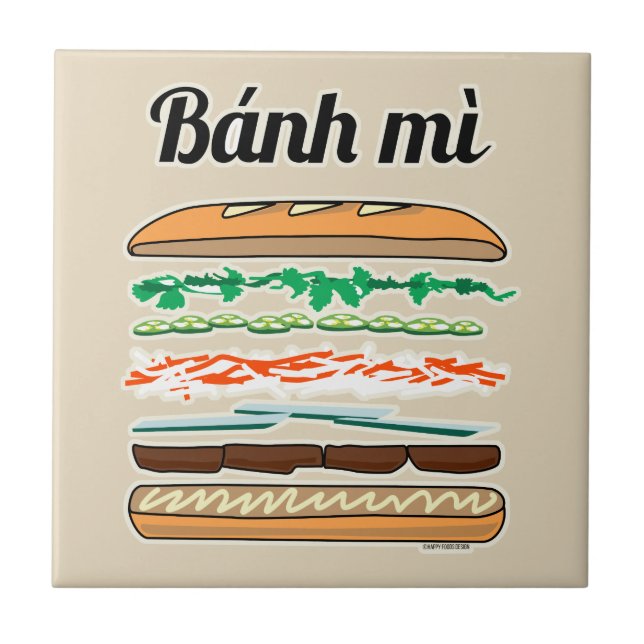 Banh Mi Vietnamese sandwich French bread baguette Ceramic Tile (Front)