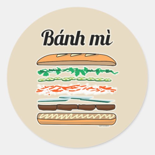 Banh Mi Vietnamese sandwich French bread baguette Classic Round Sticker