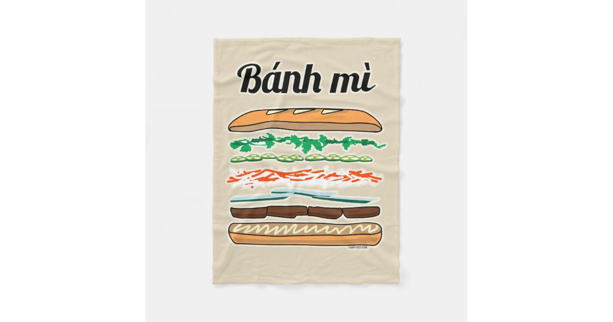 Banh Mi Vietnamese sandwich French bread baguette Fleece Blanket Zazzle