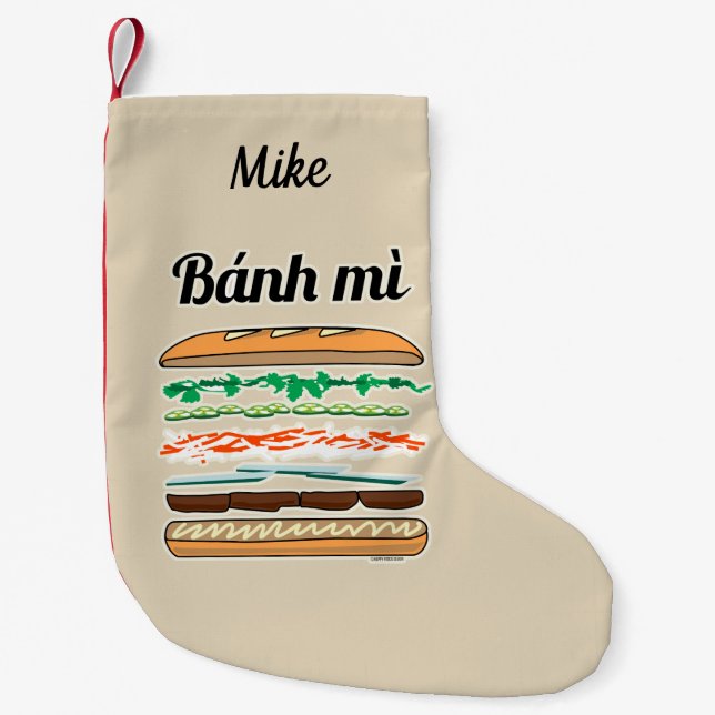Banh Mi Vietnamese sandwich French bread baguette Small Christmas Stocking (Front)