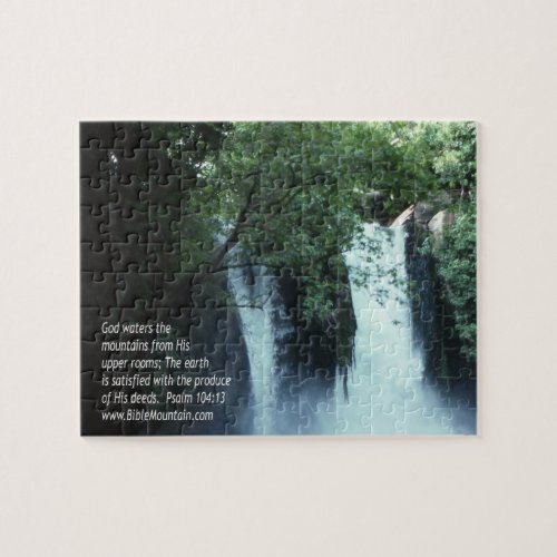 Banias Waterfall and Psalm 10413 Jigsaw Puzzle