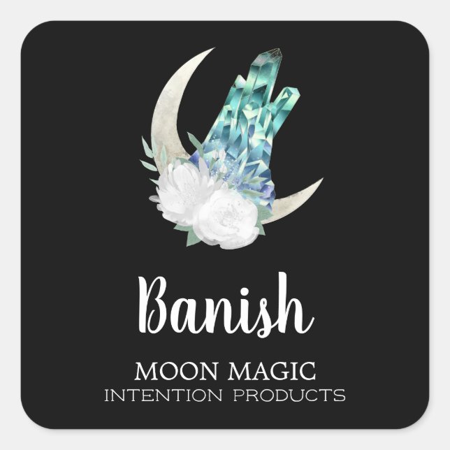 Banish Crystal Moon Intention Candle Labels (Front)