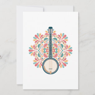 Banjo Acoustic Instrument Country Music Blue Gift Invitation