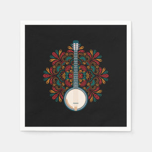 Banjo Acoustic Instrument Country Music Blue Gift Napkins