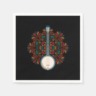 Banjo Acoustic Instrument Country Music Blue Gift Napkins
