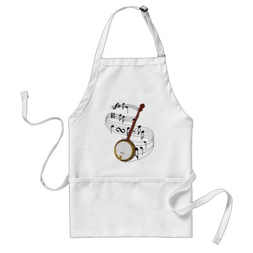 Banjo Over Swirl of Music Notes Adult Chef Apron