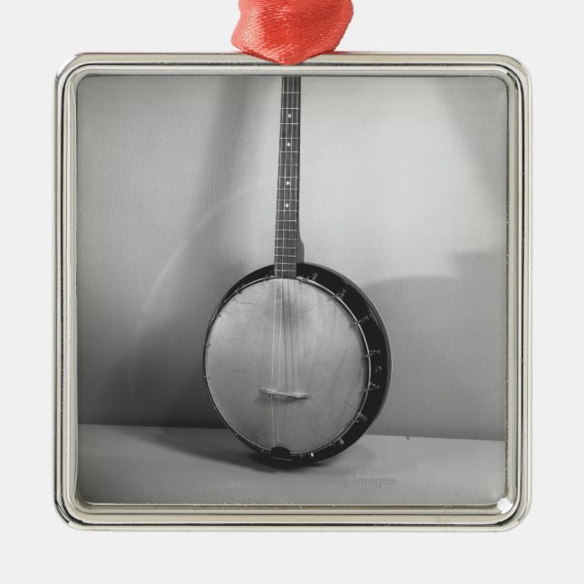 Banjo B&W Metal Ornament (Front)