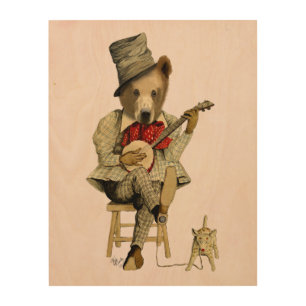 Banjo Bear Wood Wall Art