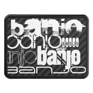 Banjo; Black & Dark Gray Stripes Trailer Hitch Cover