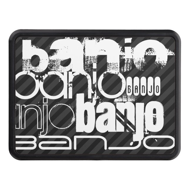 Banjo; Black & Dark Gray Stripes Trailer Hitch Cover (Front)