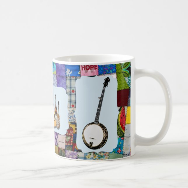 BANJO--BLUEGRASS BAND-QUILTED COFFEE MUG (Right)