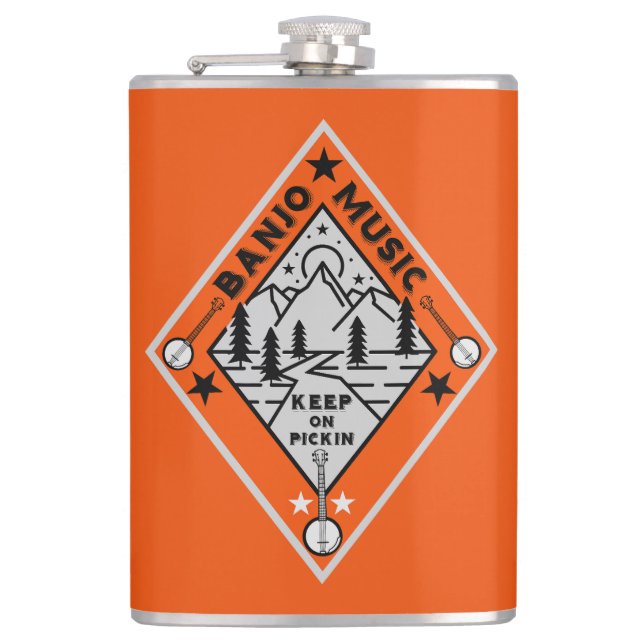 Banjo Bluegrass Music Flask (Front)