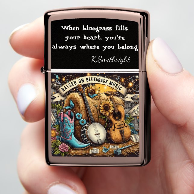 Banjo Bluegrass Zippo: Rustic Barn Dance - Persona Zippo Lighter (In Hand)