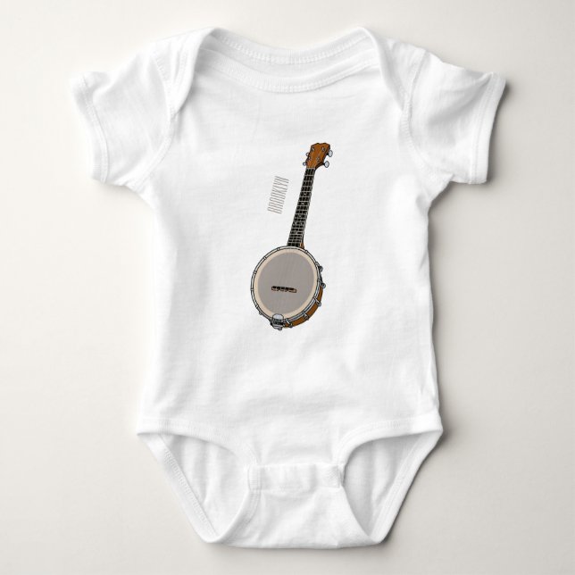 Banjo cartoon illustration  baby bodysuit (Front)